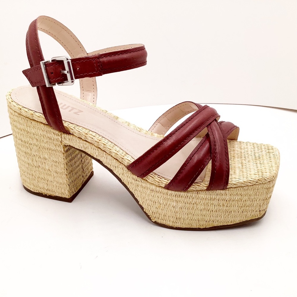 {SCHUTZ} Stacie Leather Platform Espadrille Sandals